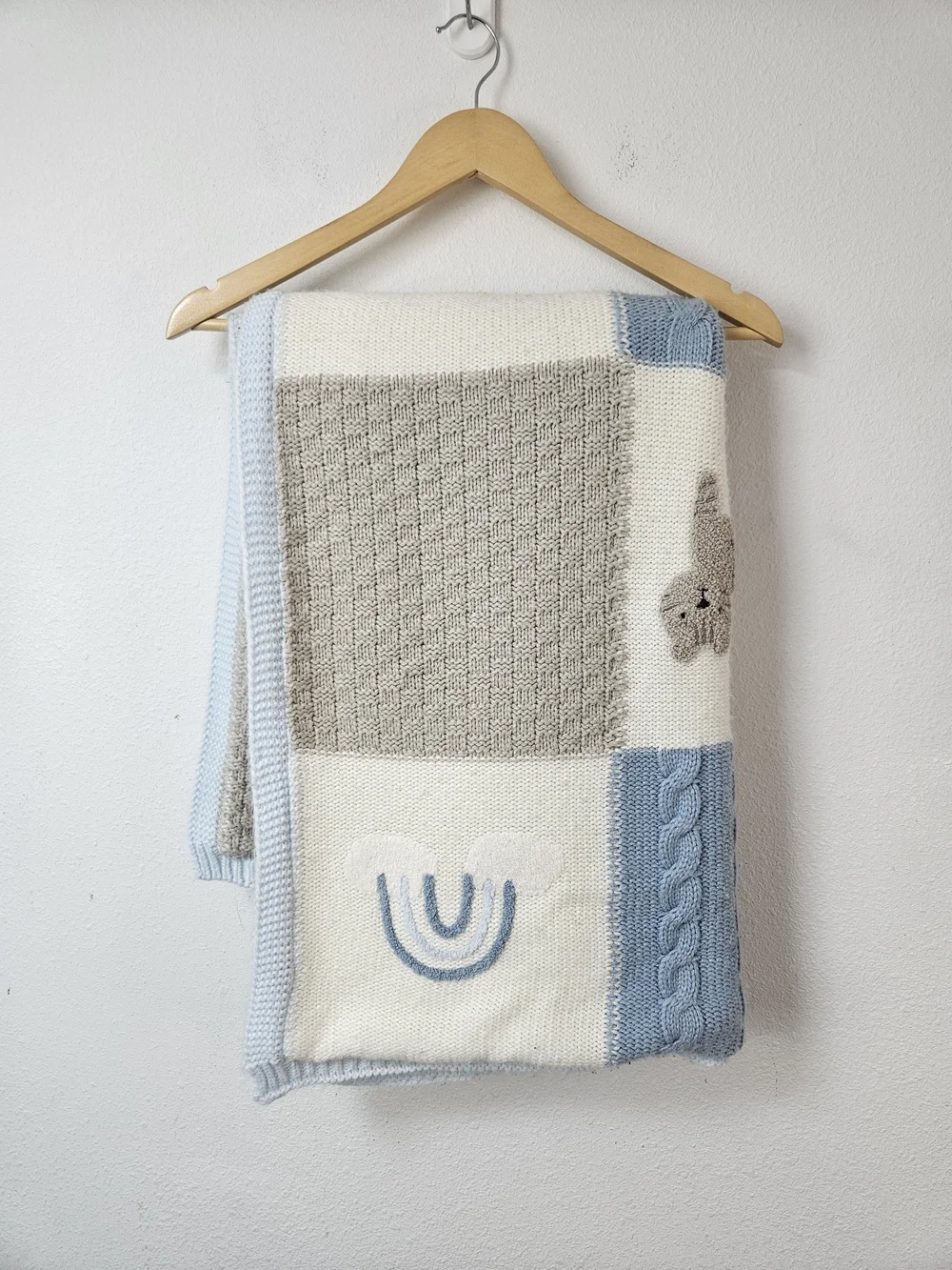 Pottery Barn Kids Heirloom Sherpa-Backed Patchwork Knit Baby Blanket